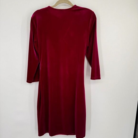 Anne Klein  Classic Wrap Stretch Velvet Dress Rhinestone Chain Buckle raspberry - Picture 13 of 16